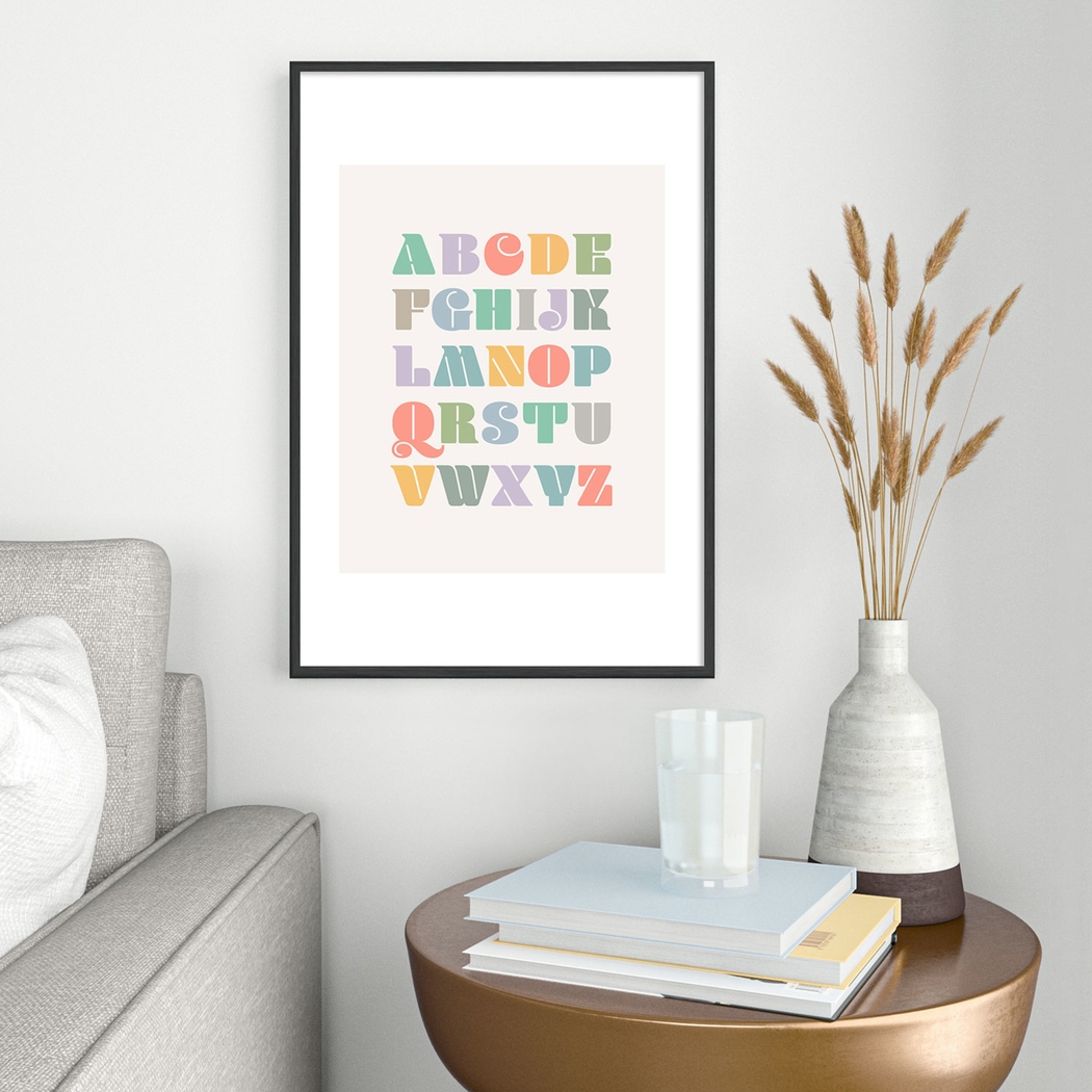 Kids Pastel ABCs Cream Metal Framed Print - Thumbnail - Image 2