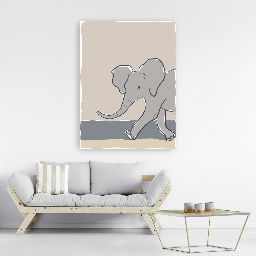 Kids Pastel Elephant Beige Artwork - Thumbnail - Image 2