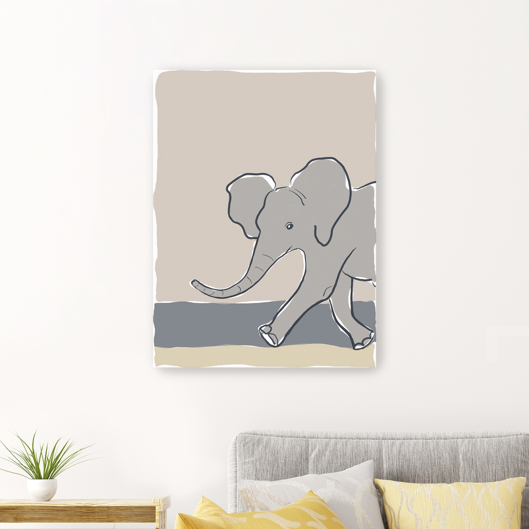 Kids Pastel Elephant Beige Artwork - Thumbnail - Image 3