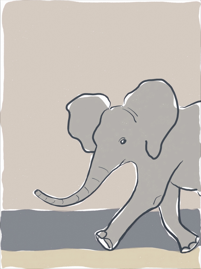 Kids Pastel Elephant Beige Artwork - Thumbnail - Image 1