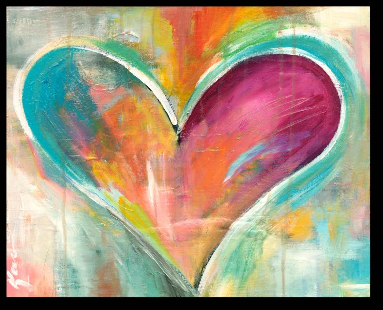 Kids Pastel Heart Orange Artwork - Thumbnail - Image 1