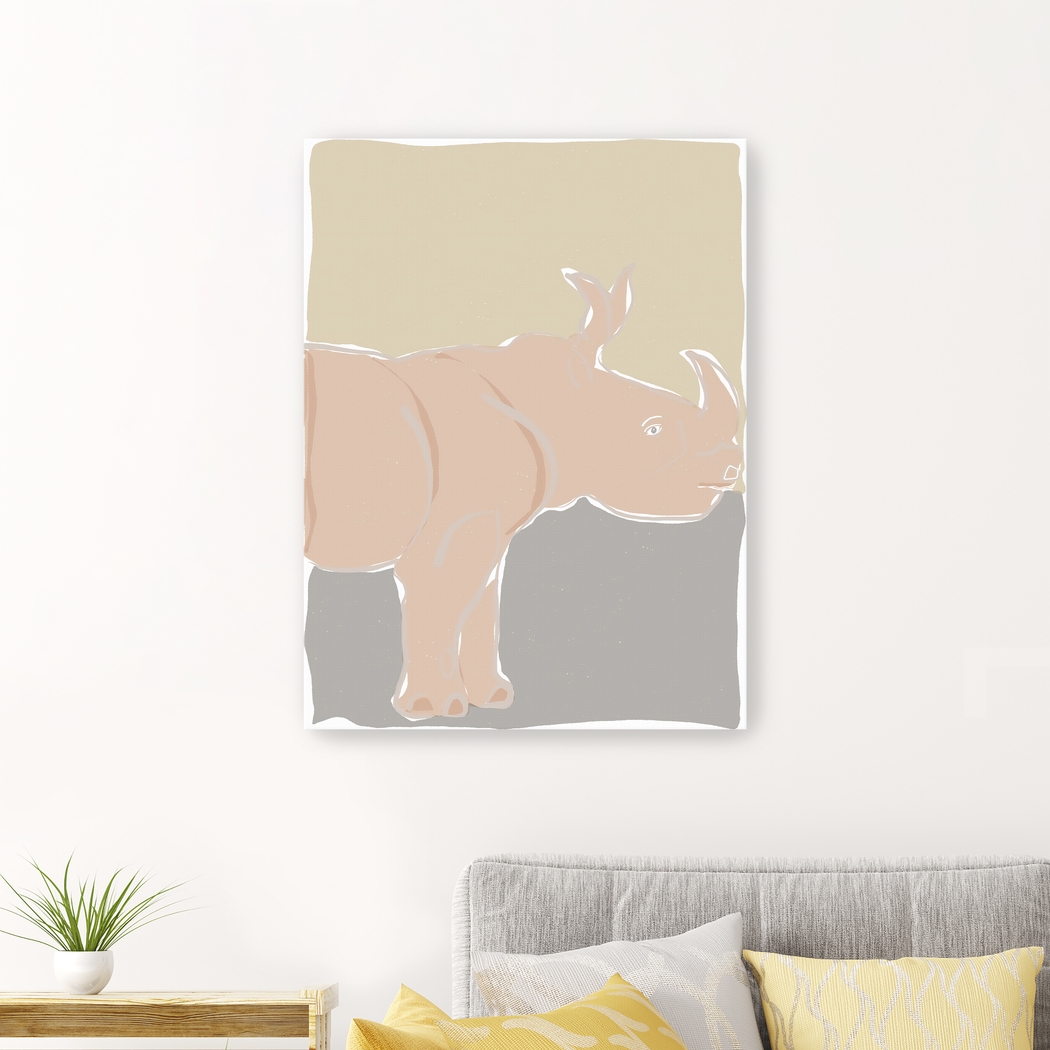 Kids Pastel Rhino Beige Artwork - Thumbnail - Image 3