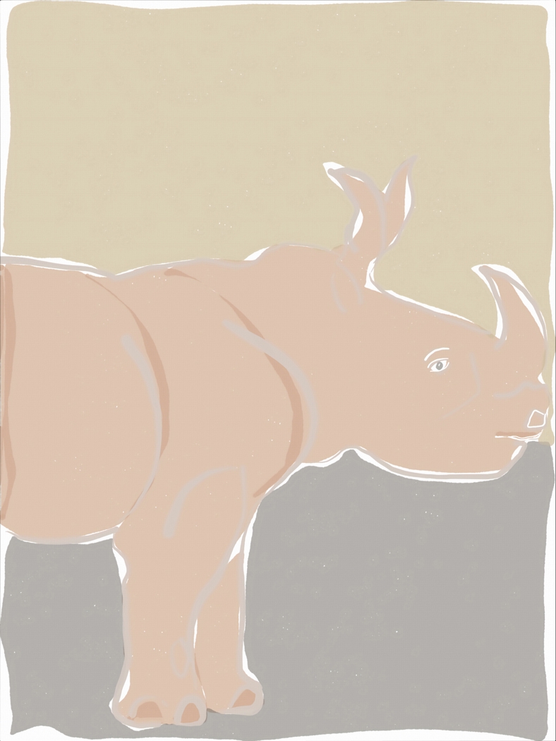 Kids Pastel Rhino Beige Artwork - Thumbnail - Image 1