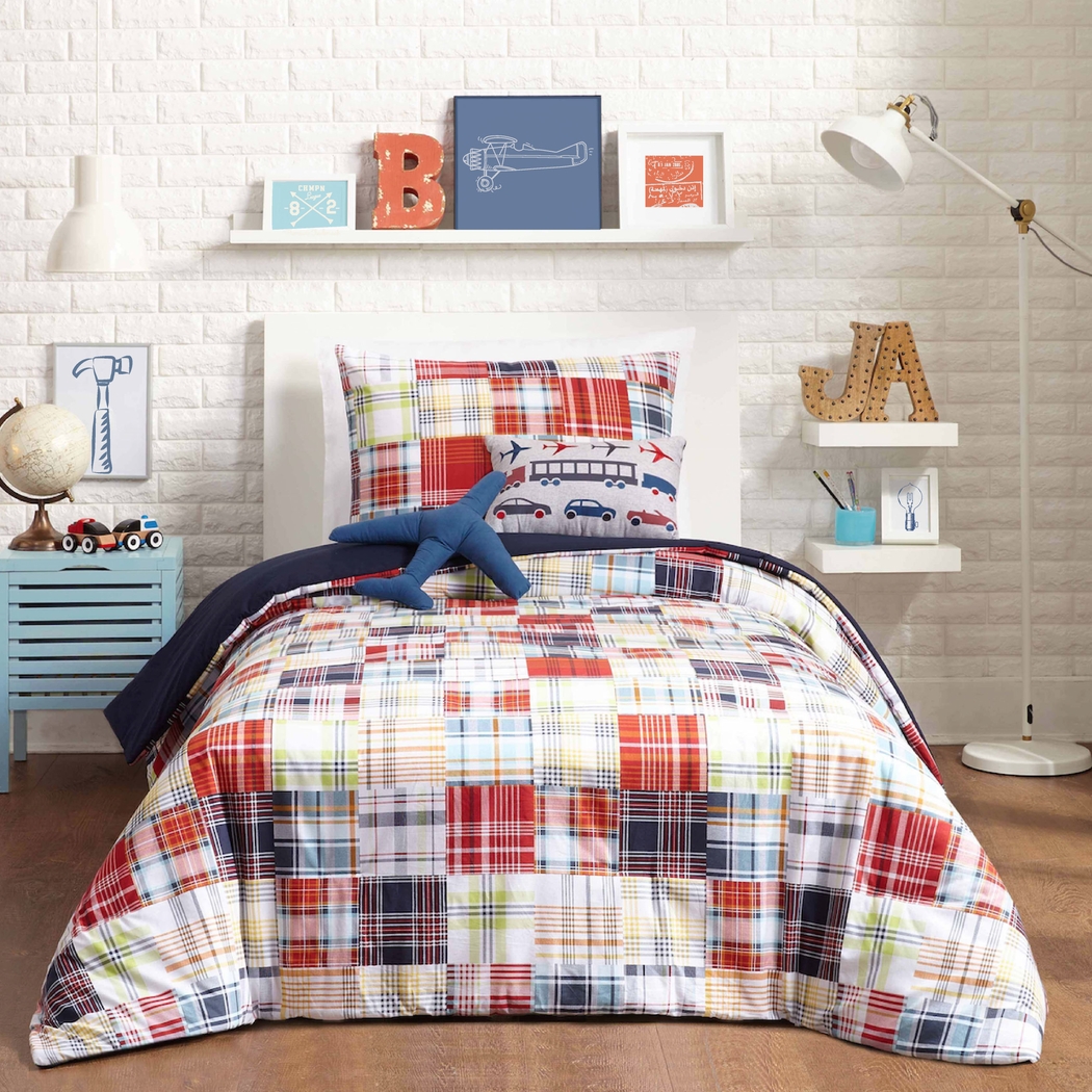 Kids Patchy Roads Blue Full Comforter Set - Thumbnail - Image 2