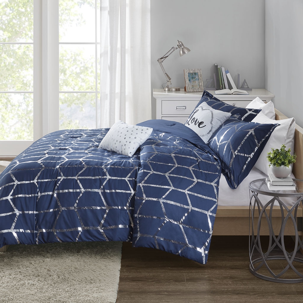 Kids Penmare Navy 5 Pc Full/Queen Comforter Set - Thumbnail - Image 2