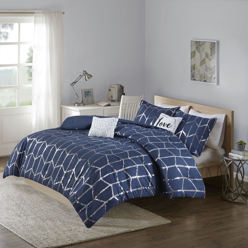 Kids Penmare Navy 5 Pc Full/Queen Comforter Set - Thumbnail - Image 1