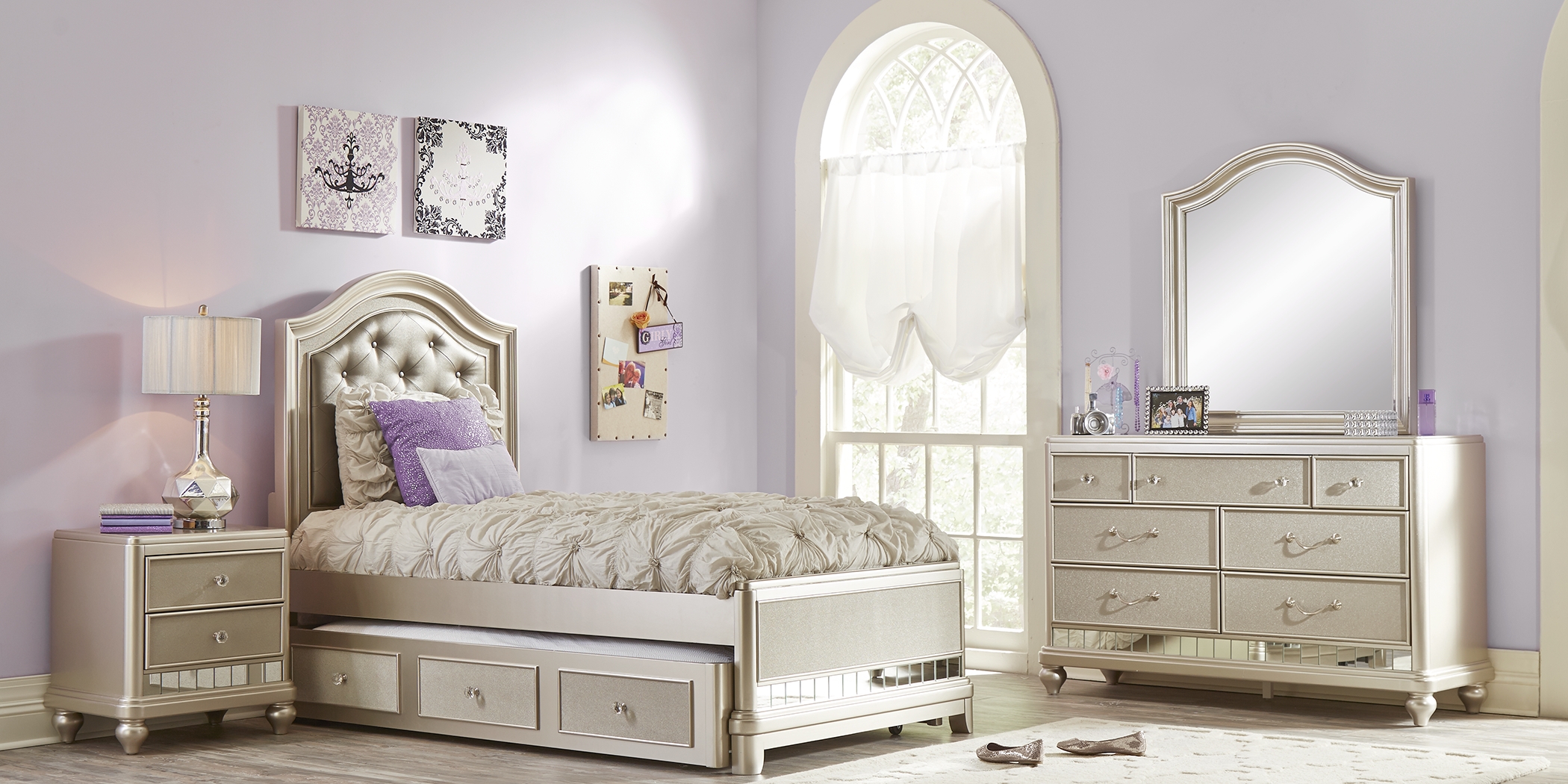 Kids Petit Paris Silver 5 Pc Full Panel Bedroom - Thumbnail - Image 2