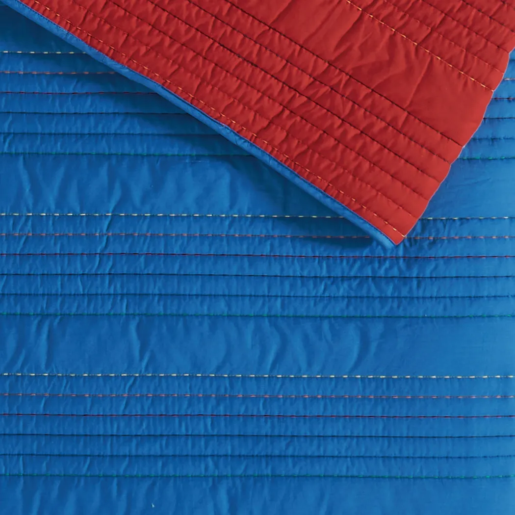 Kids Pick Stitch Blue 3 Pc Queen Quilt Set - Thumbnail - Image 3