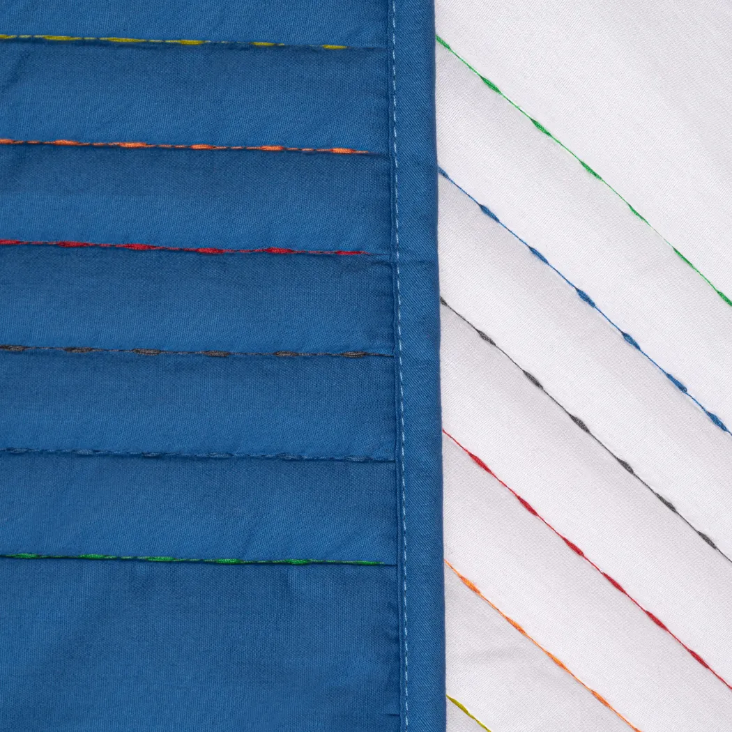 Kids Pick Stitch Blue 3 Pc Queen Quilt Set - Thumbnail - Image 5