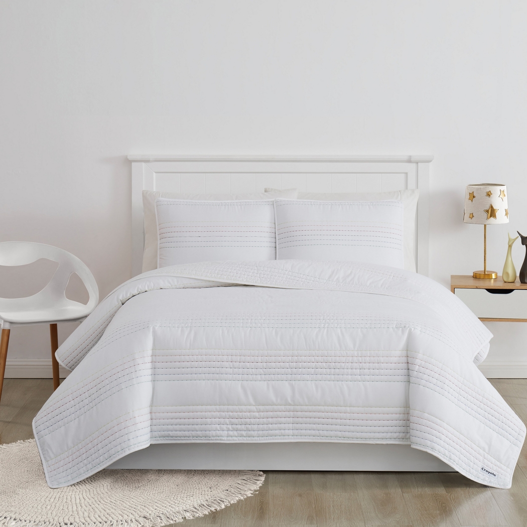 Kids Pick Stitch White Twin Quilt Set - Thumbnail - Image 2