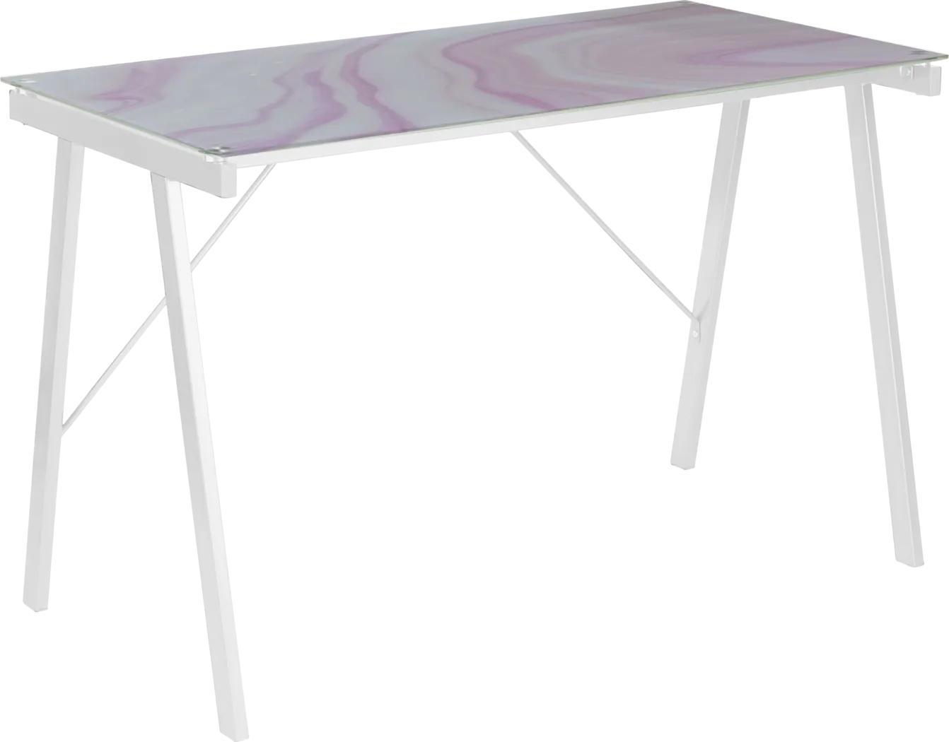 Kids Pink Marble White Graphic Desk - Thumbnail - Image 1