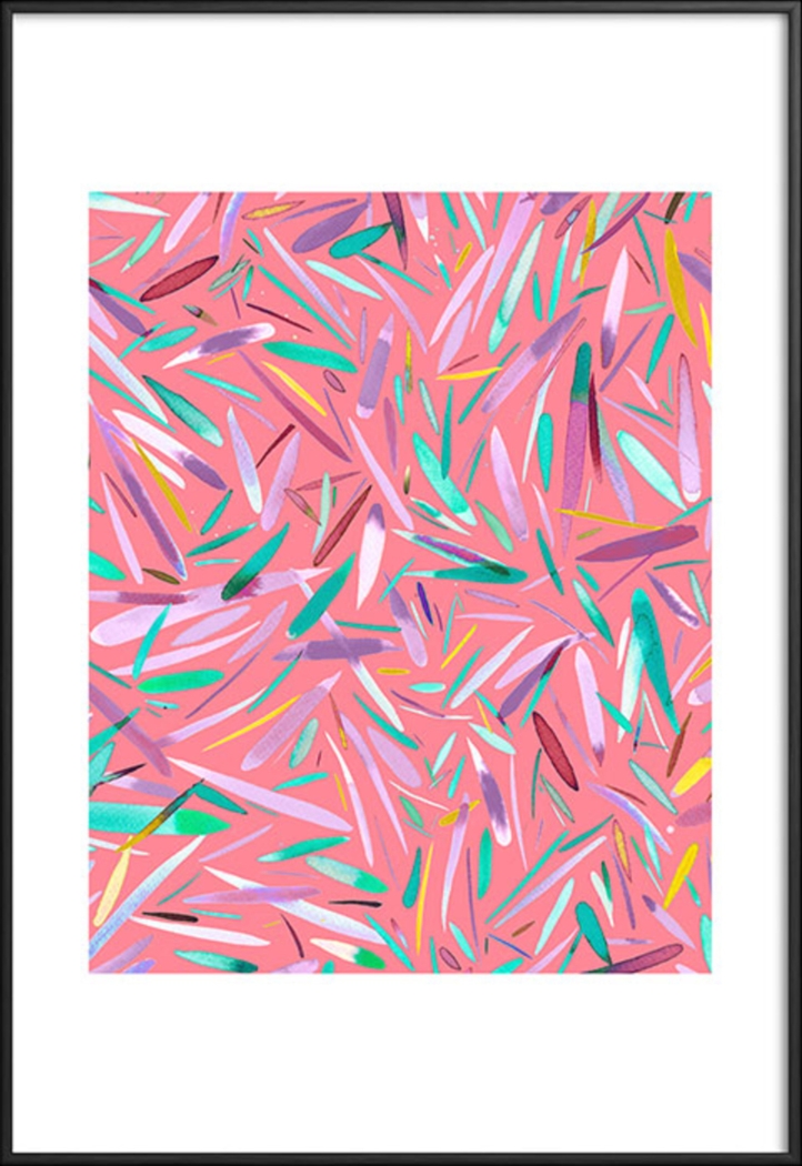 Kids Pink Rain Stripes Pink Metal Framed Print - Thumbnail - Image 1