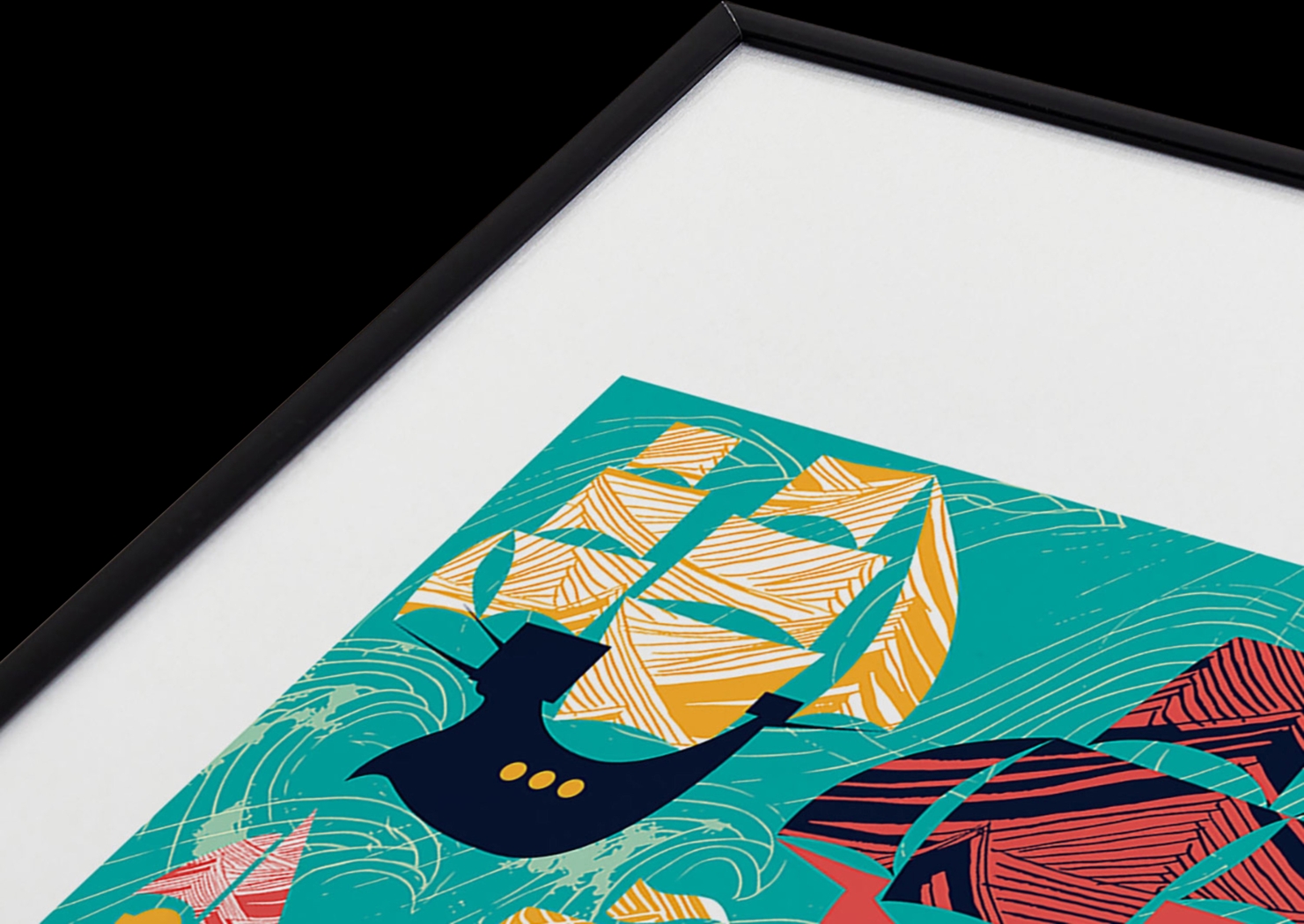 Kids Pirate Race Blue Metal Framed Print - Thumbnail - Image 3