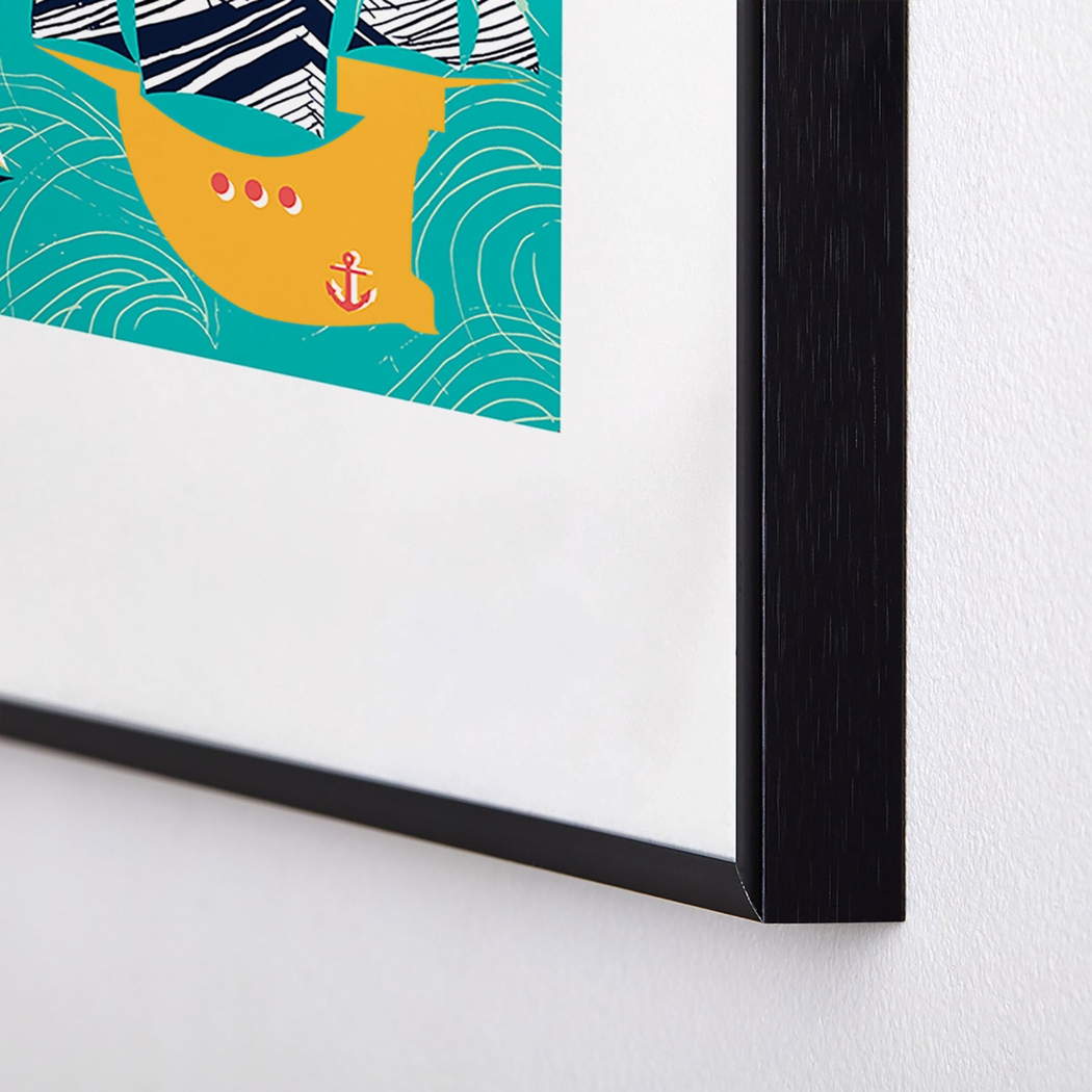 Kids Pirate Race Blue Metal Framed Print - Thumbnail - Image 4