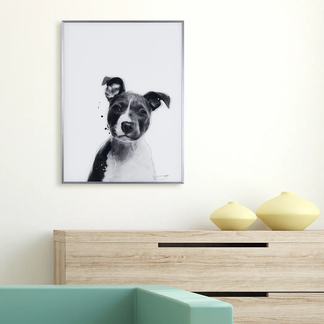 Kids Pitbull Pup Black Wall Art - Thumbnail - Image 6
