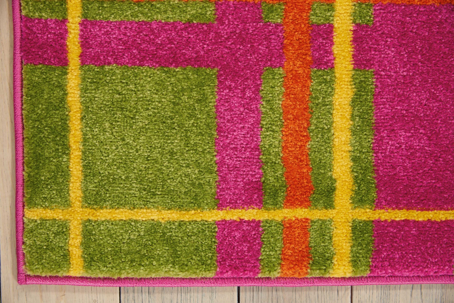 Kids Plaid Field Pink 5' x 7' Rug - Thumbnail - Image 2