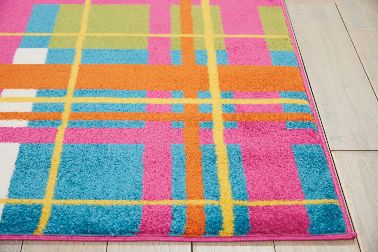 Kids Plaid Field Pink 5' x 7' Rug - Thumbnail - Image 3