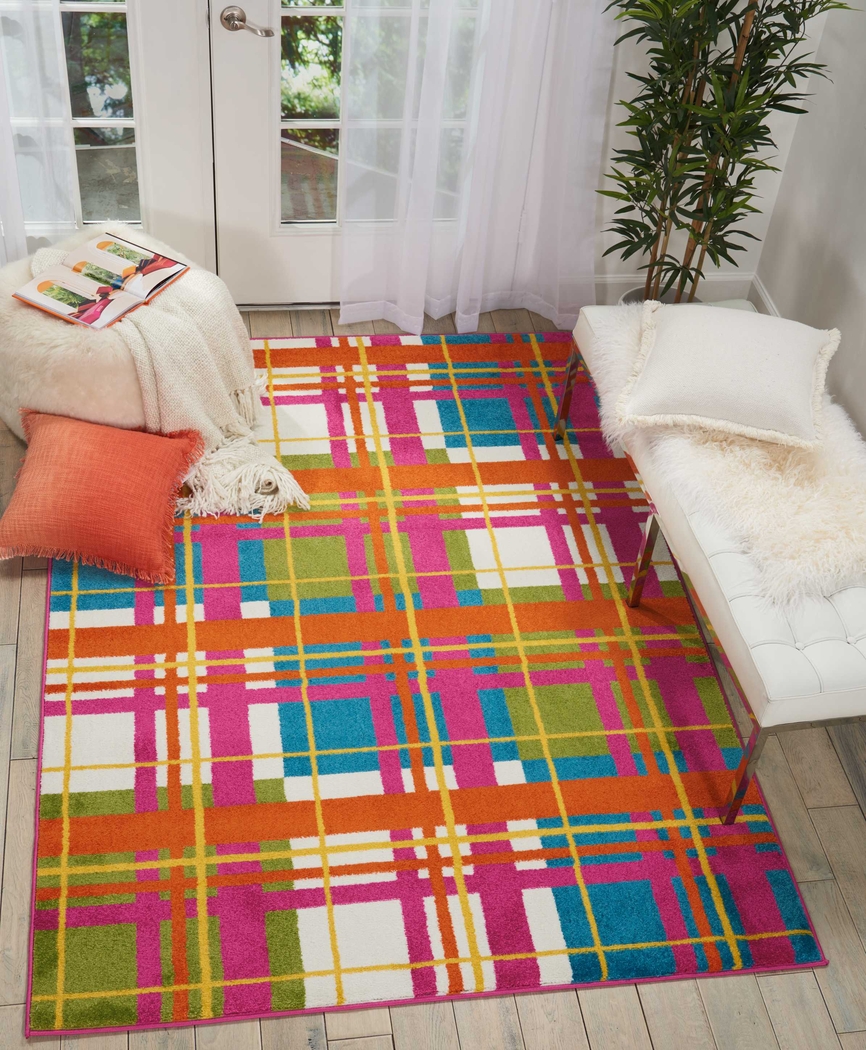 Kids Plaid Field Pink 5' x 7' Rug - Thumbnail - Image 5