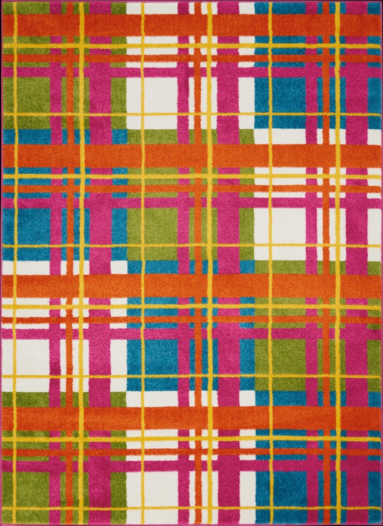 Kids Plaid Field Pink 5' x 7' Rug - Thumbnail - Image 1