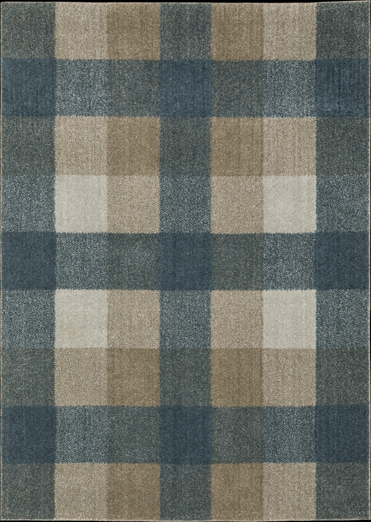 Kids Playful Plaid Gray 5'3 x 7'6 Rug - Thumbnail - Image 1
