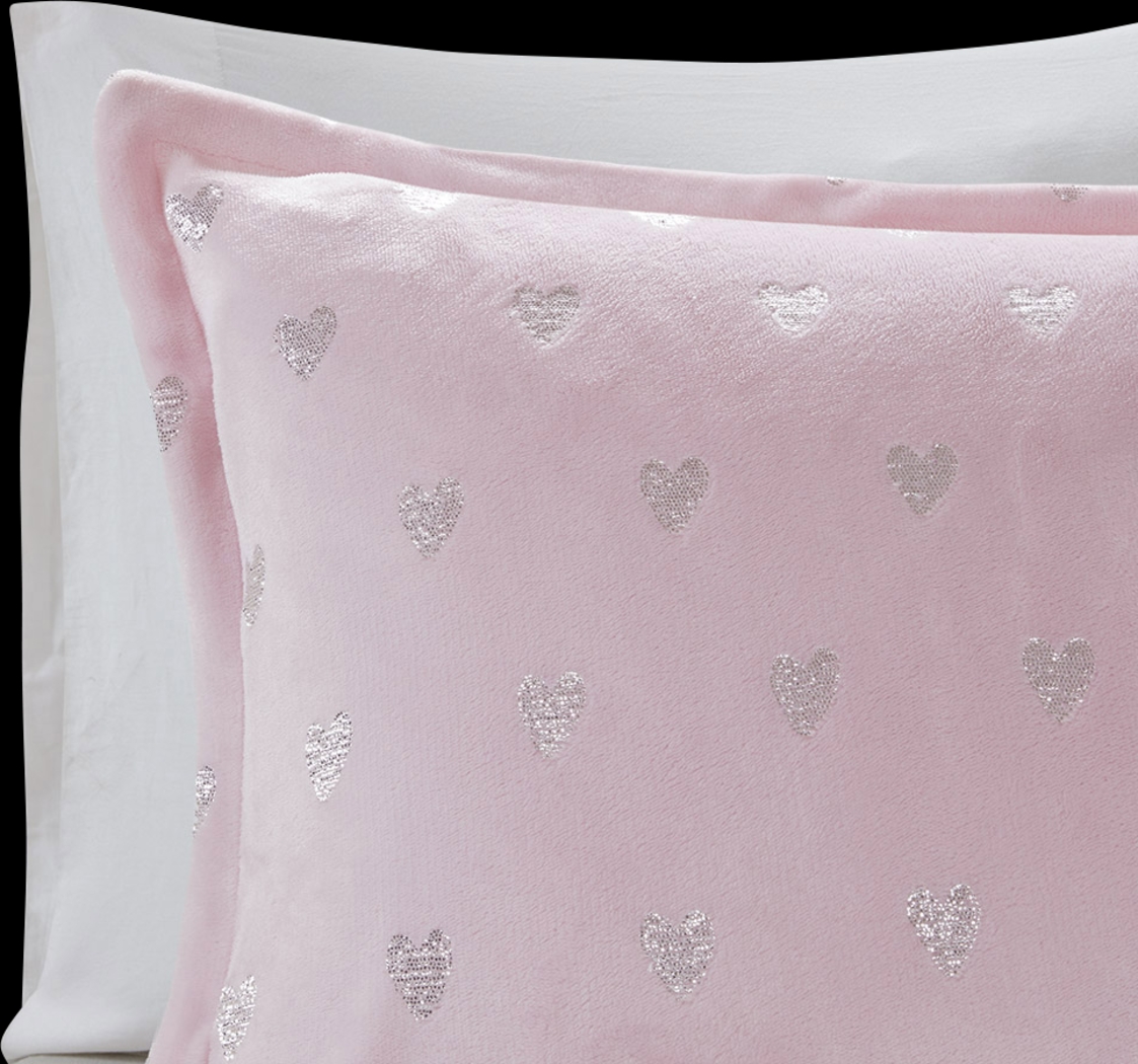 Kids Plush Hearts Pink Twin XL Comforter Set - Thumbnail - Image 3