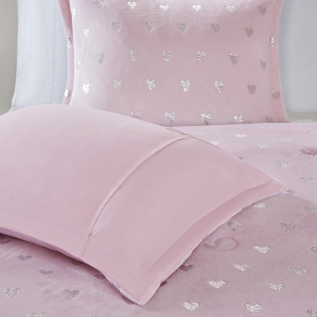 Kids Plush Hearts Pink Twin XL Comforter Set - Thumbnail - Image 6