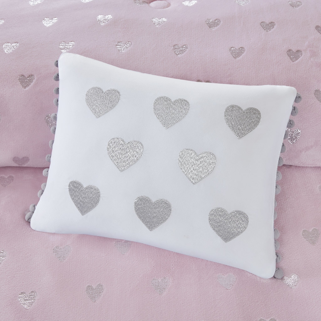 Kids Plush Hearts Pink Full/Queen Comforter Set - Thumbnail - Image 4