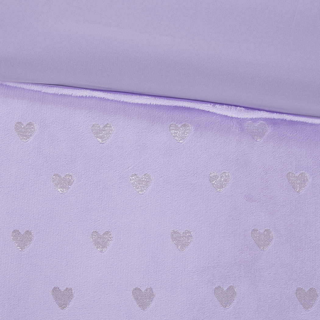 Kids Plush Hearts Purple Twin XL Comforter Set - Thumbnail - Image 6