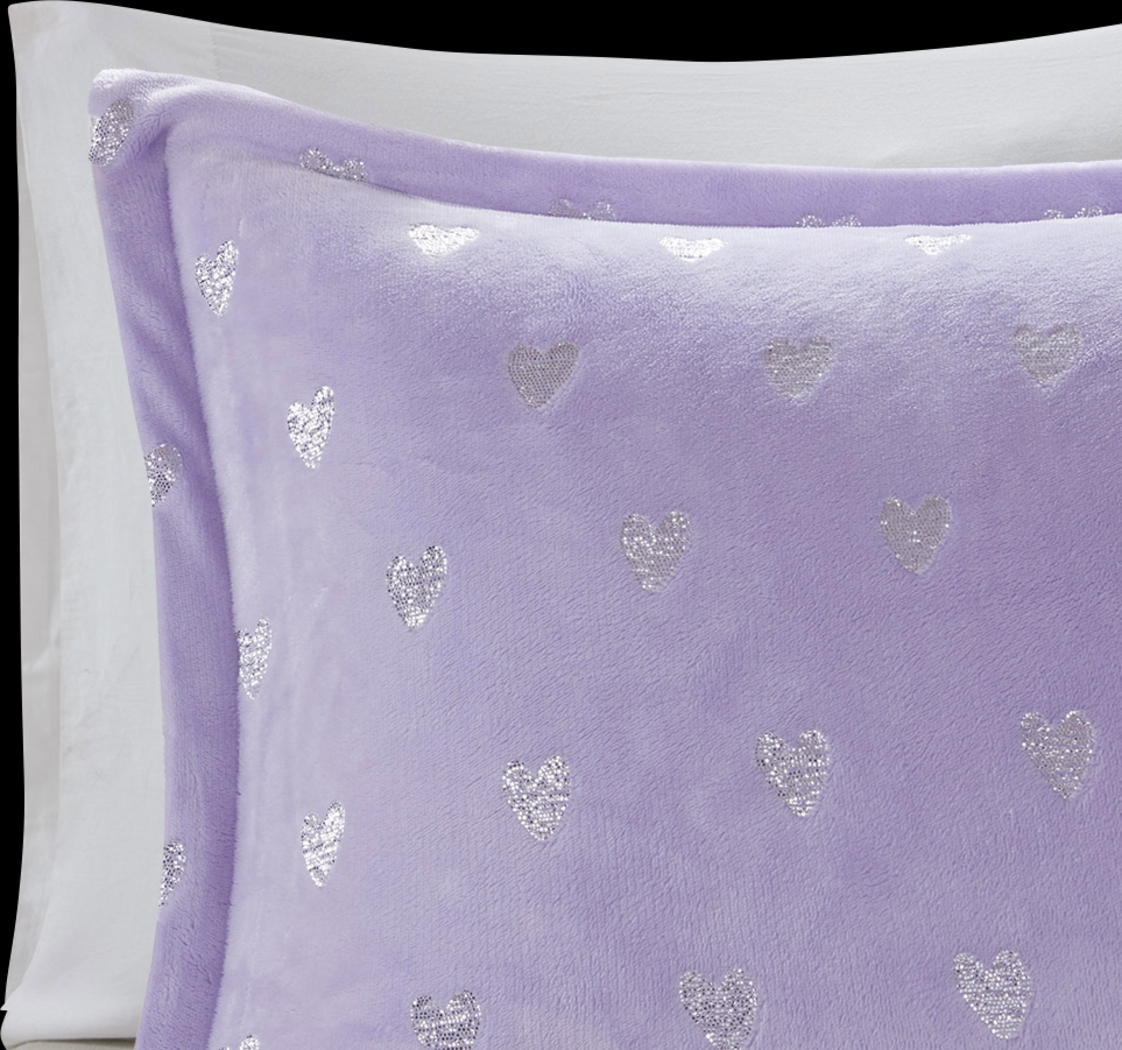 Kids Plush Hearts Purple Full/Queen Comforter Set - Thumbnail - Image 3