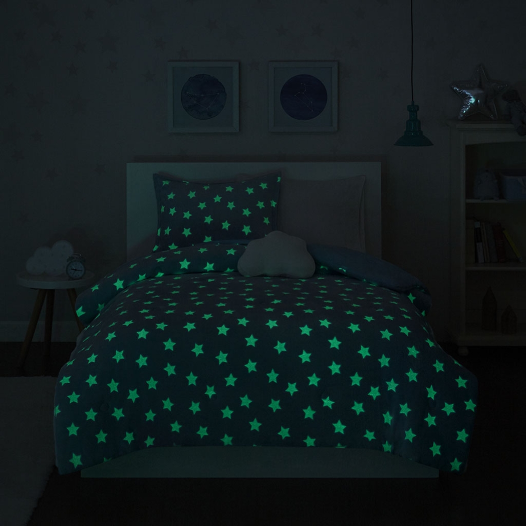 Kids Plush Stars Aqua Twin Comforter Set - Thumbnail - Image 13