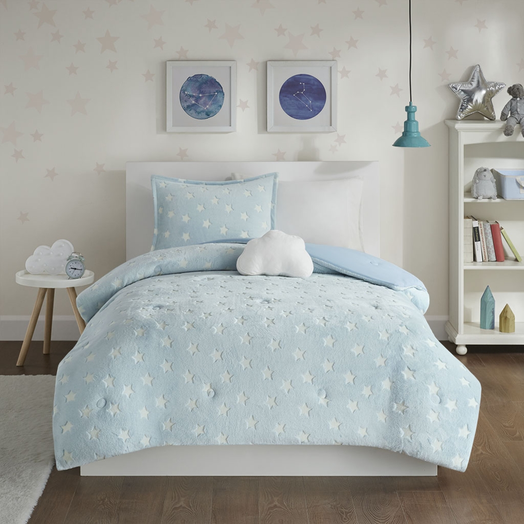 Kids Plush Stars Aqua Twin Comforter Set - Thumbnail - Image 14