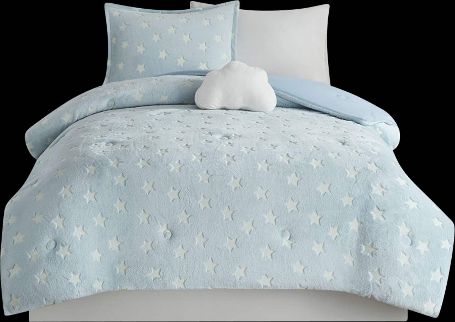 Kids Plush Stars Aqua Twin Comforter Set - Thumbnail - Image 15