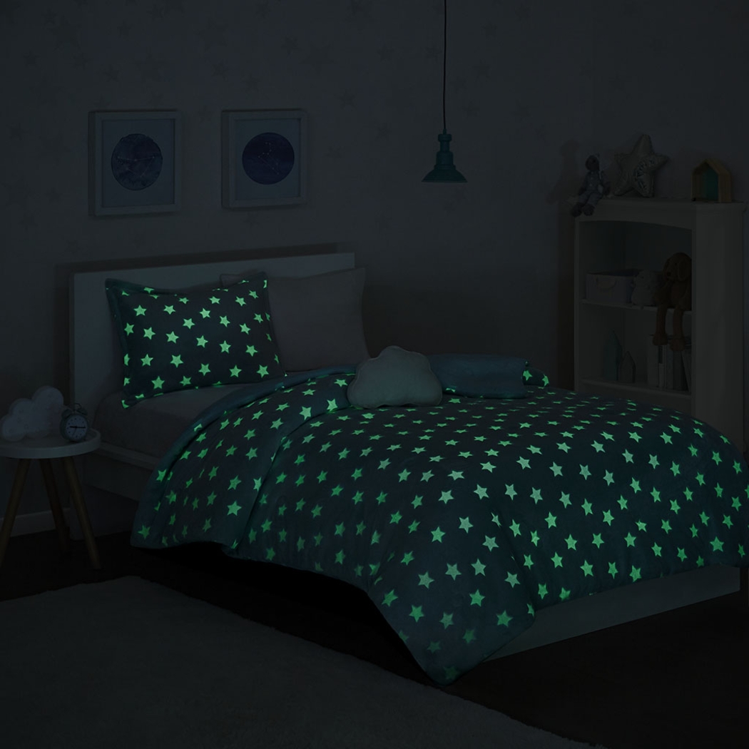 Kids Plush Stars Aqua Full/Queen Comforter Set - Thumbnail - Image 12