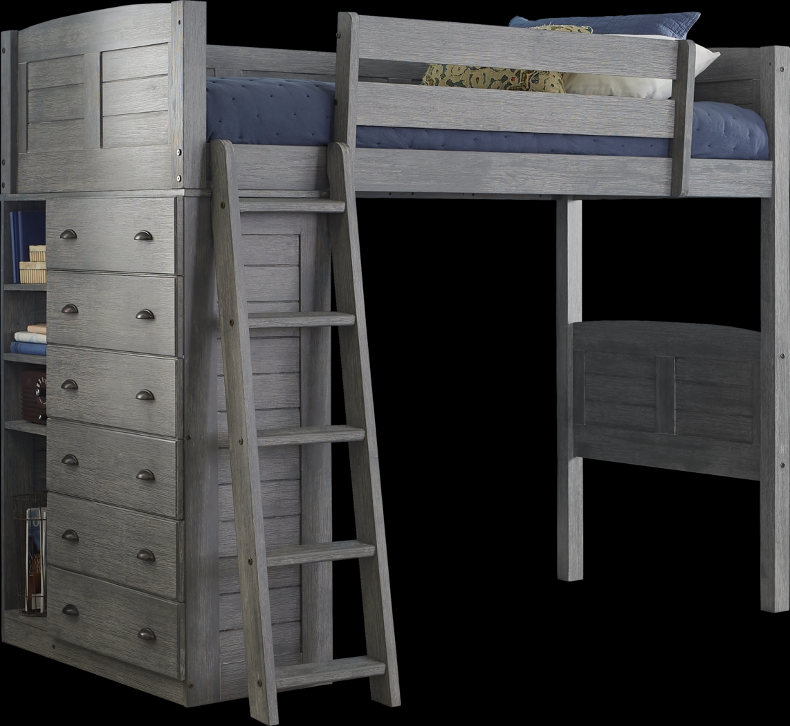 Kids Portside Gray Twin Loft Bed - Thumbnail - Image 1