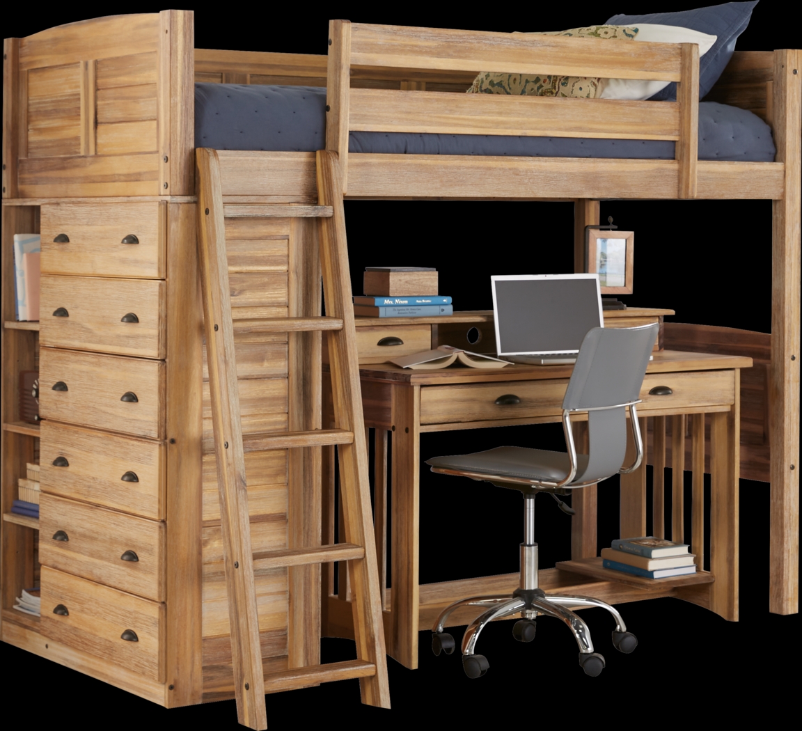 Kids Portside Sand Twin Loft Bed with Desk and Hutch - Thumbnail - Image 1