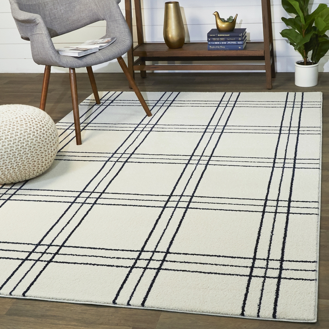 Kids Posh Stripes White 5'3 x 7' Rug - Thumbnail - Image 2