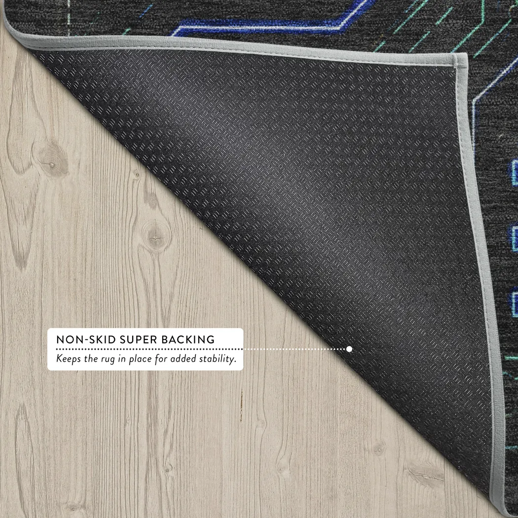 Kids Power On Black 5' x 7'6 Gamer Rug - Image 3