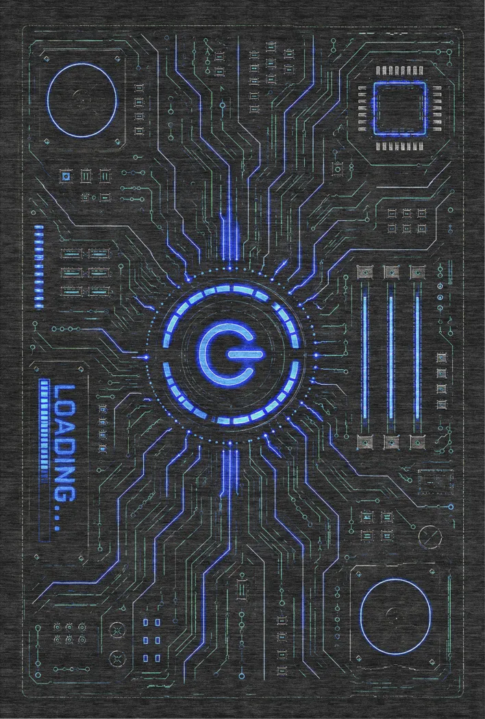 Kids Power On Black 5' x 7'6 Gamer Rug - Image 1