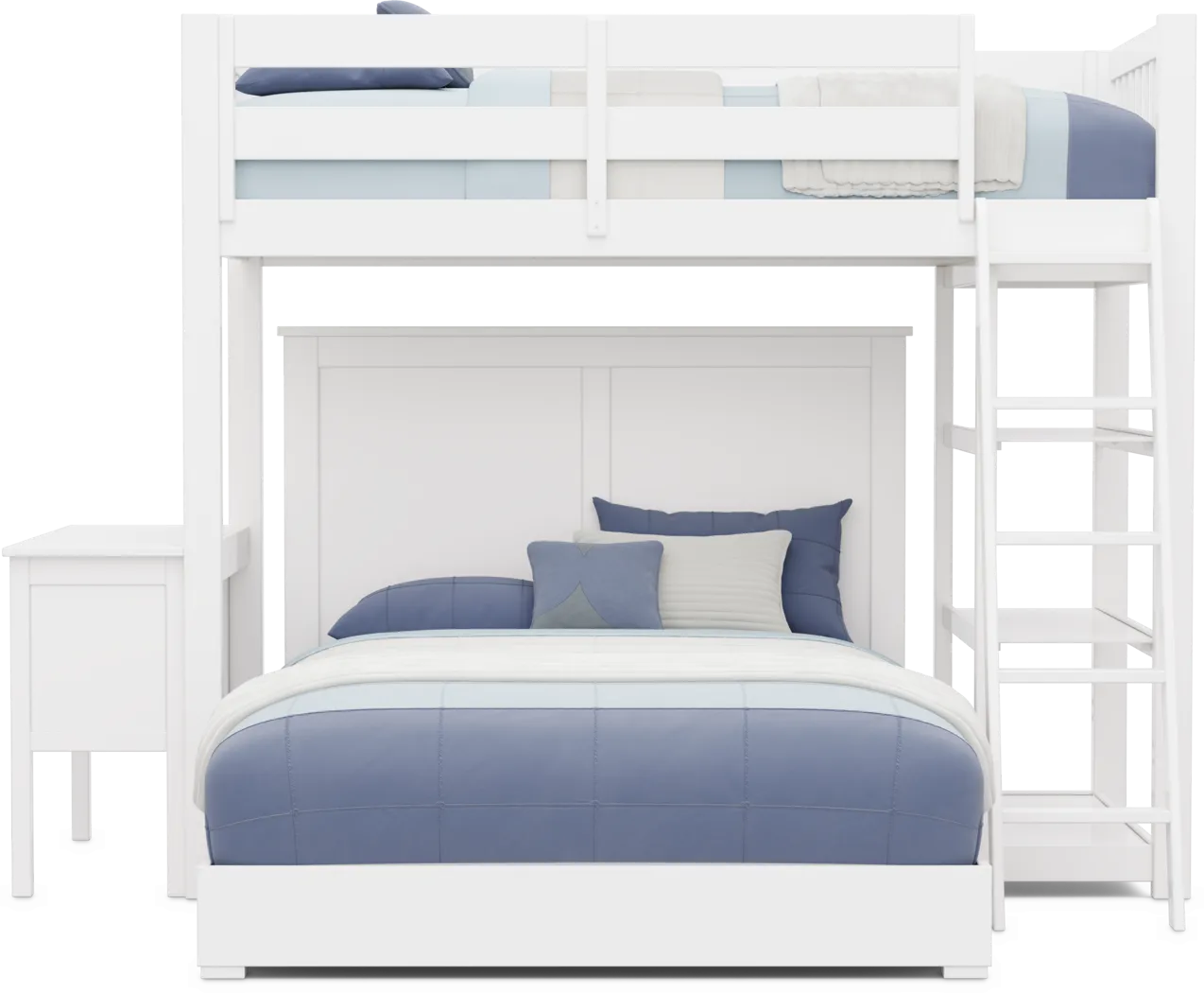 Kids Preston Place White Twin/Full Loft Bed with Desk & Bookshelf - Thumbnail - Image 3