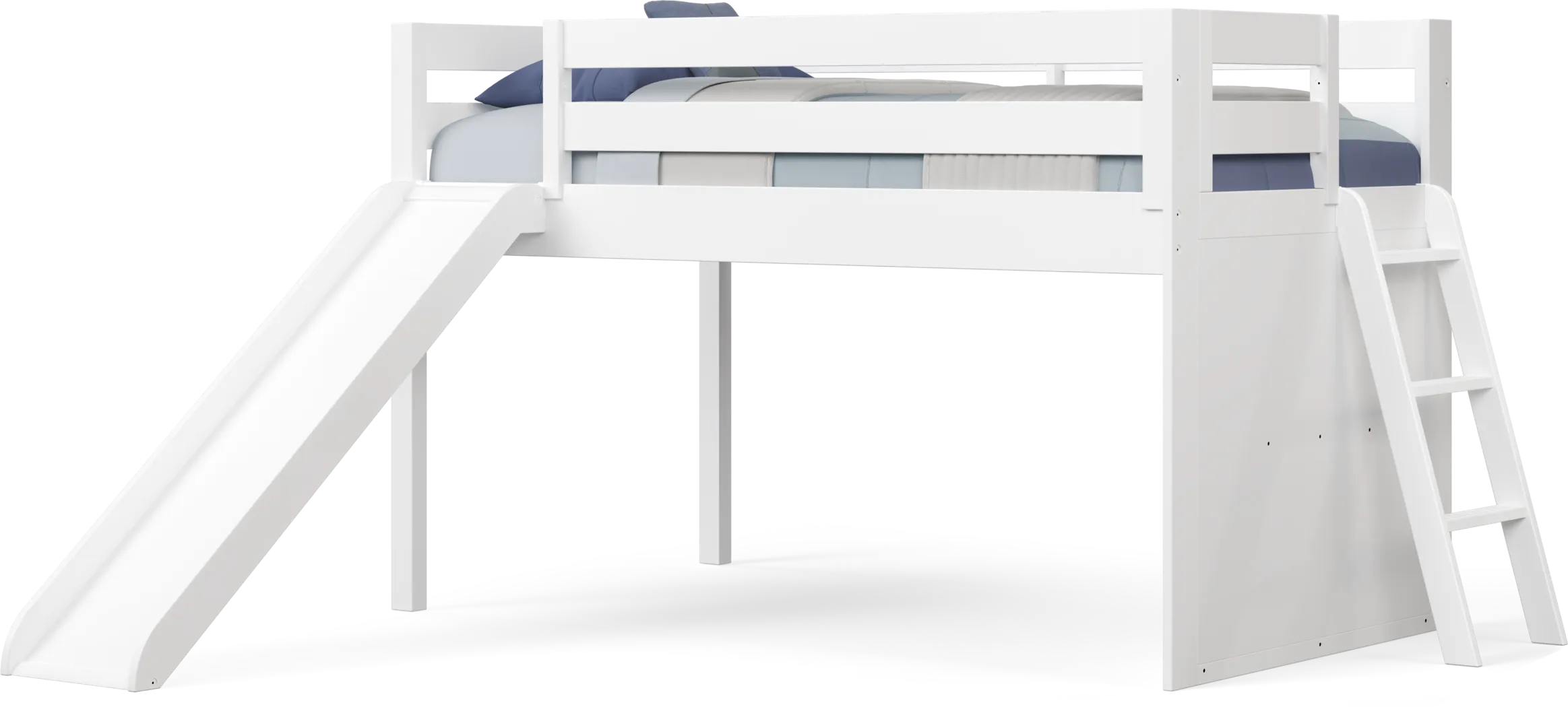 Kids Preston Place White Twin Loft Bedroom with Slide and Chest - Thumbnail - Image 2