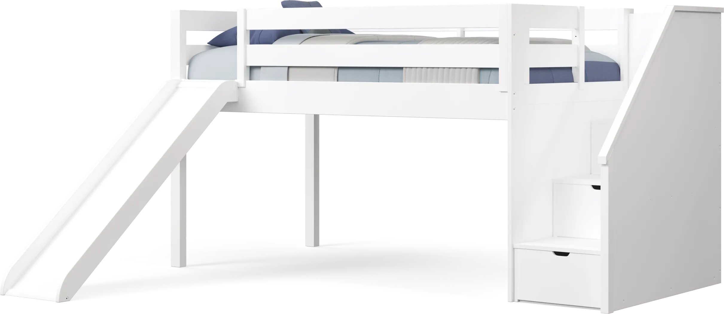 Kids Preston Place White Twin Step Loft Bed with Slide - Thumbnail - Image 1