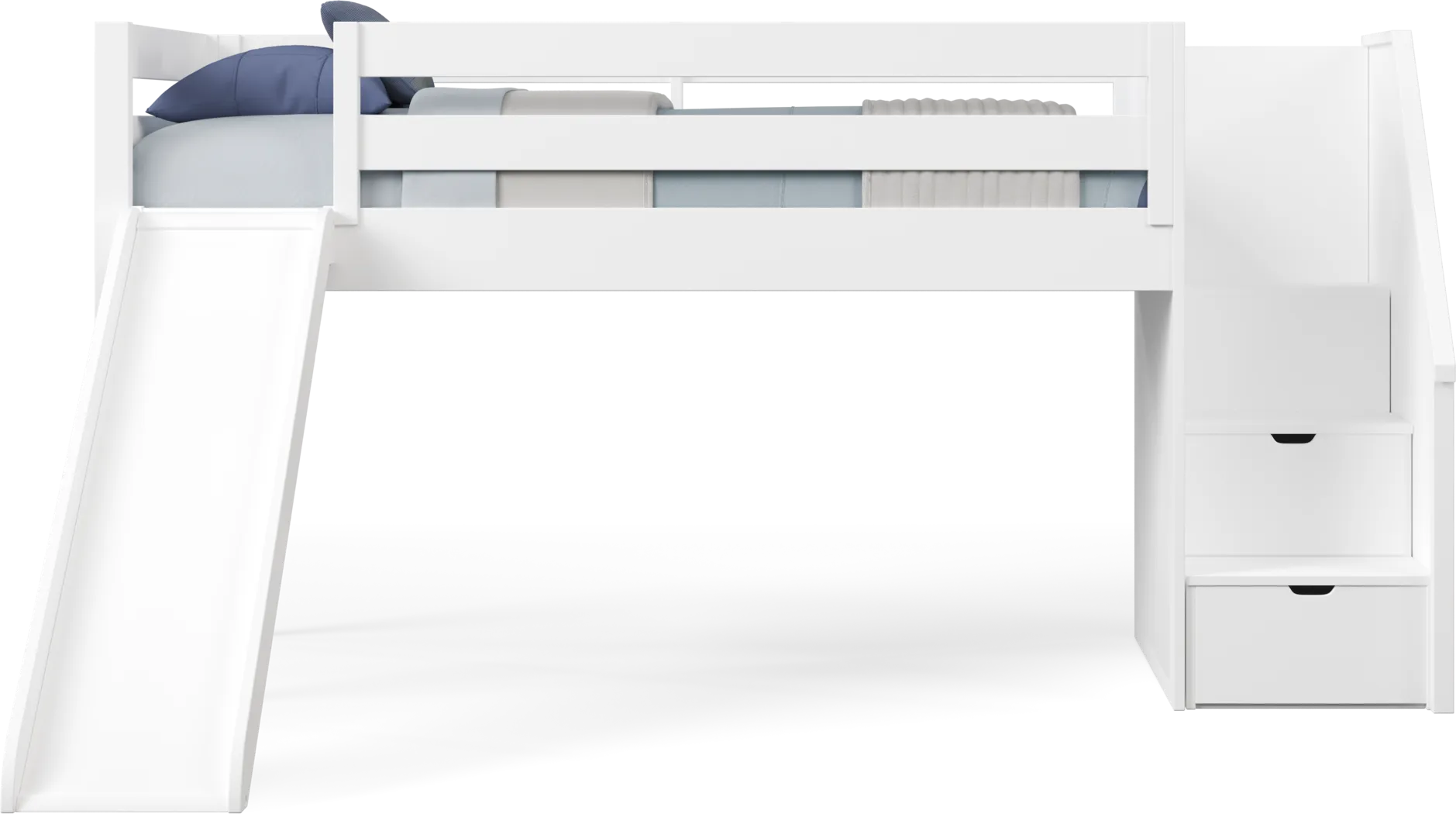 Kids Preston Place White Twin Step Loft Bedroom with Slide and Chest - Thumbnail - Image 3