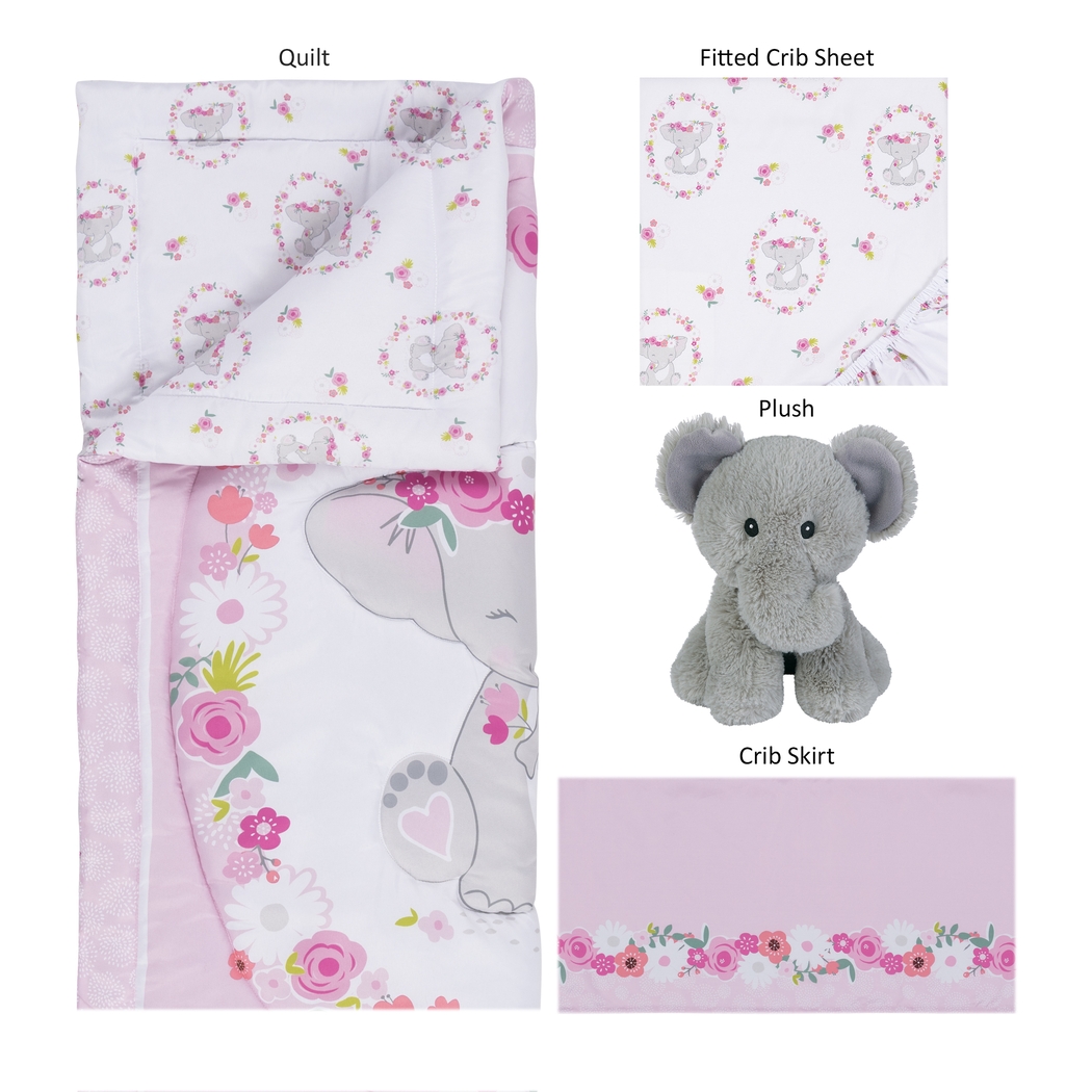 Kids Pretty Elephant Pink Baby Bedding Set - Thumbnail - Image 2