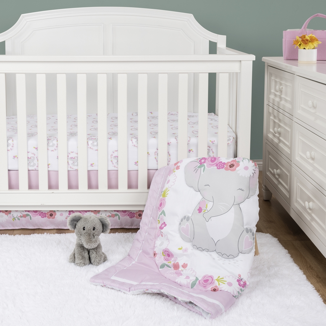 Kids Pretty Elephant Pink Baby Bedding Set - Thumbnail - Image 1