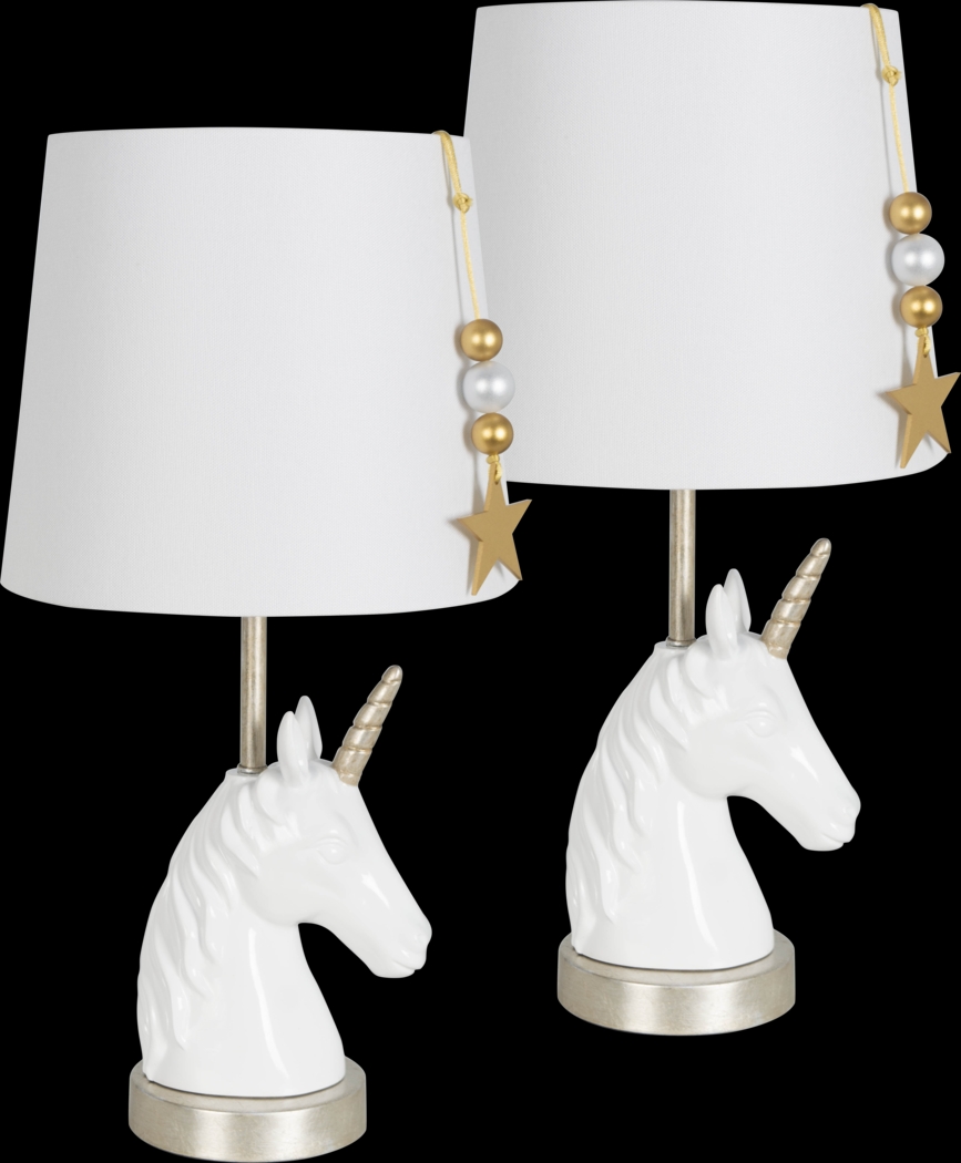Kids Pretty Unicorn Ivory Lamps, Set of 2 - Thumbnail - Image 1