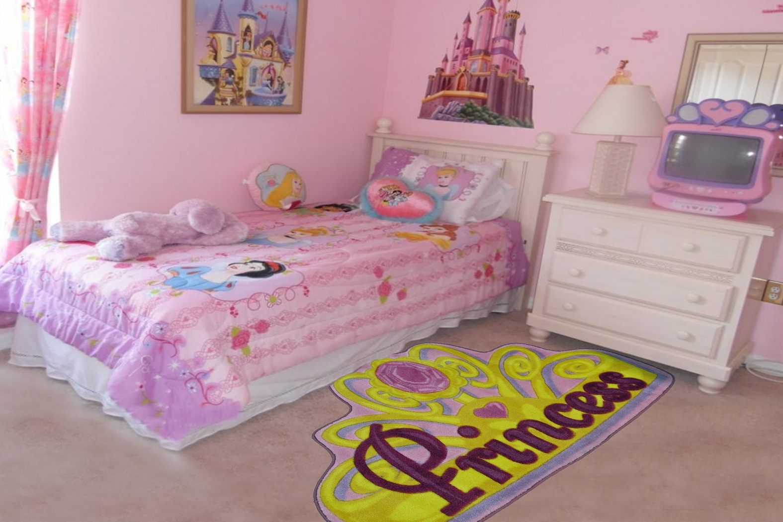 Kids Princess Crown Pink 2'6 x 3'9 Rug - Thumbnail - Image 2