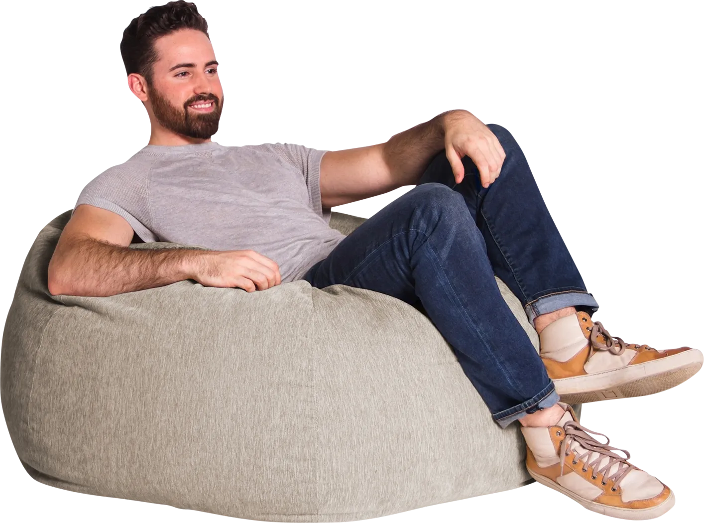 Kids Puffy Nest Beige Bean Bag Chair - Thumbnail - Image 2