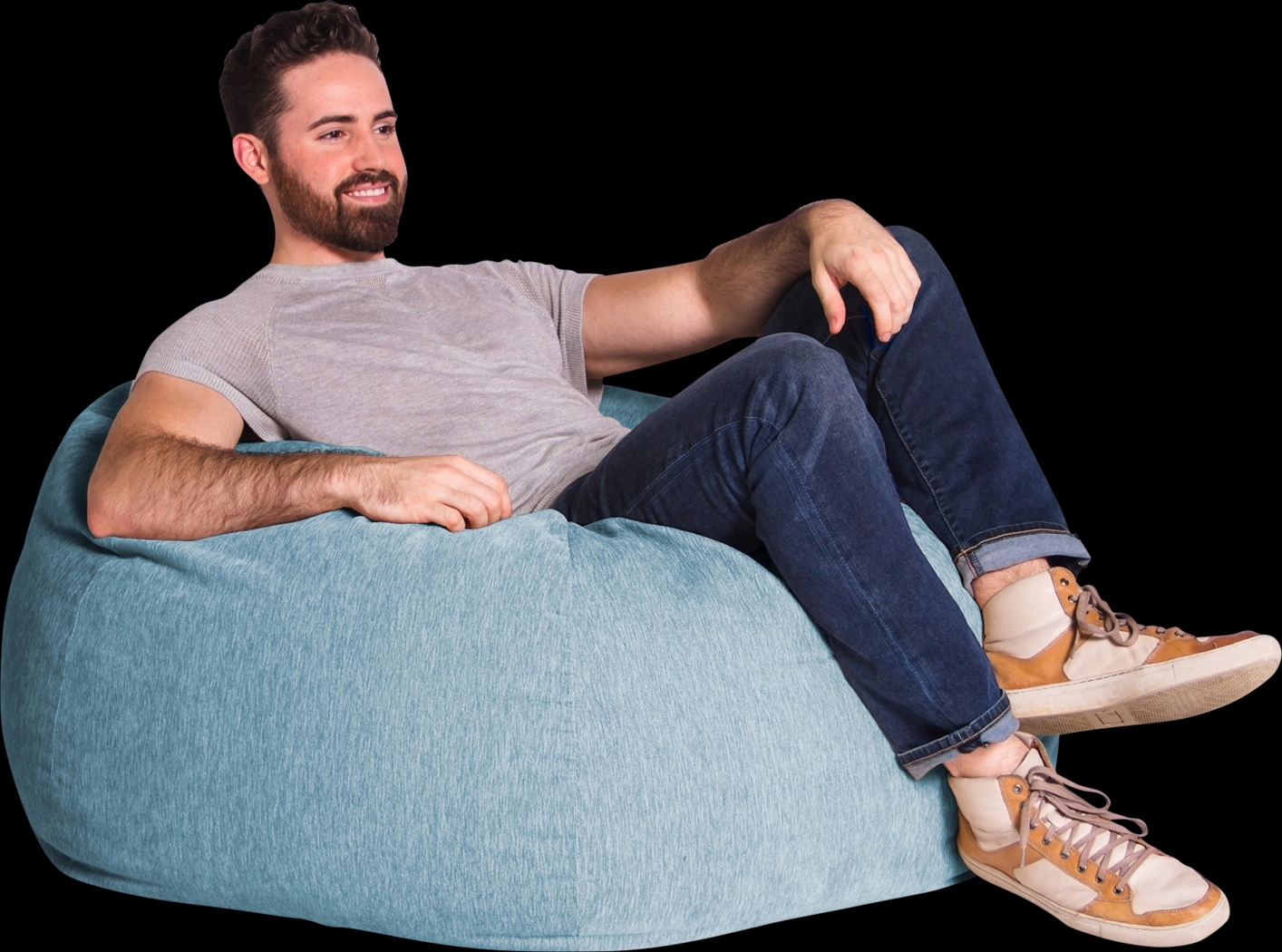 Kids Puffy Nest Blue Bean Bag Chair - Thumbnail - Image 2