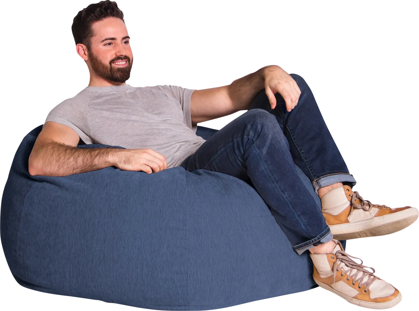 Kids Puffy Nest Navy Bean Bag Large - Thumbnail - Image 2