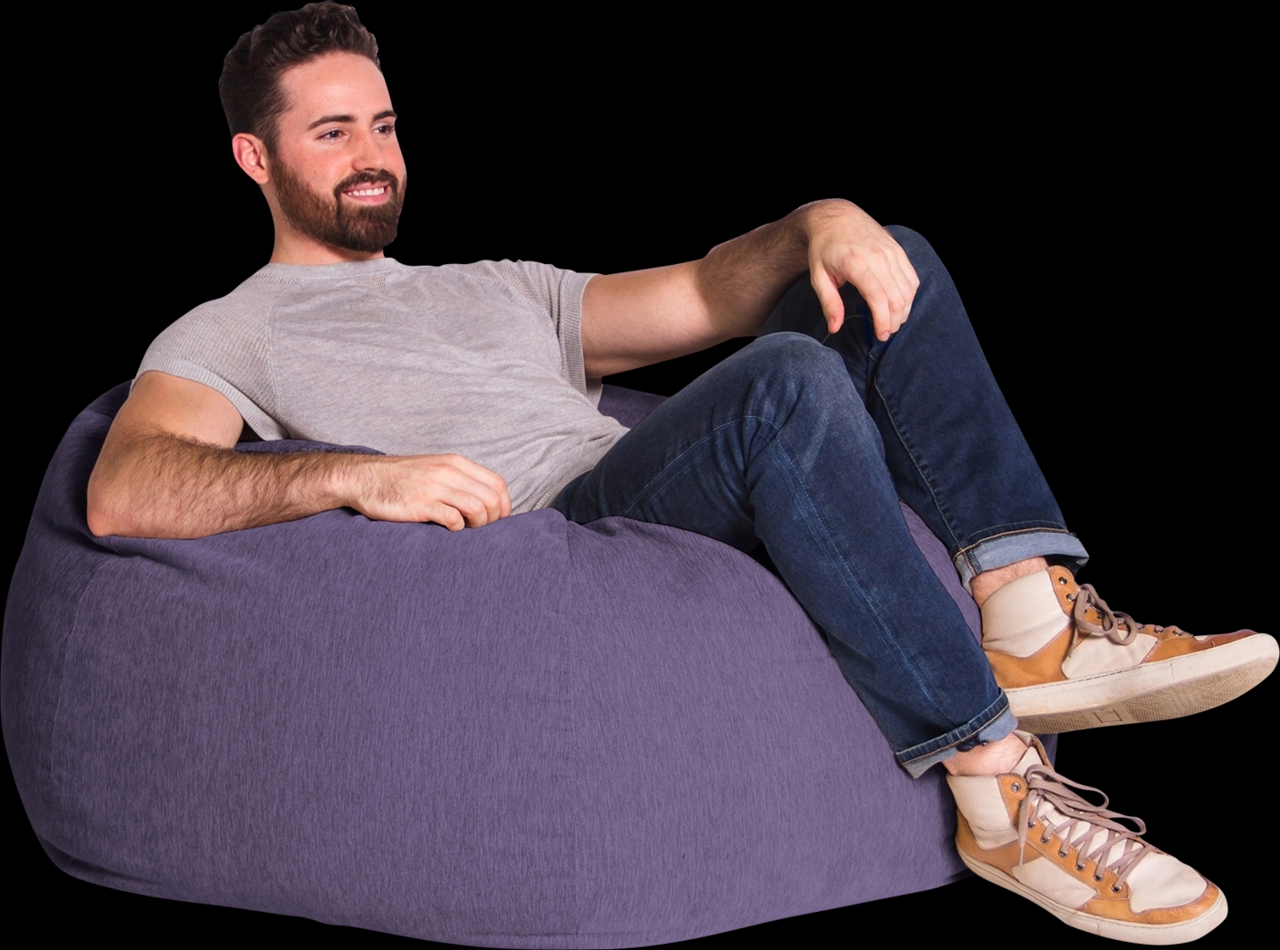 Kids Puffy Nest Purple Bean Bag Chair - Thumbnail - Image 2